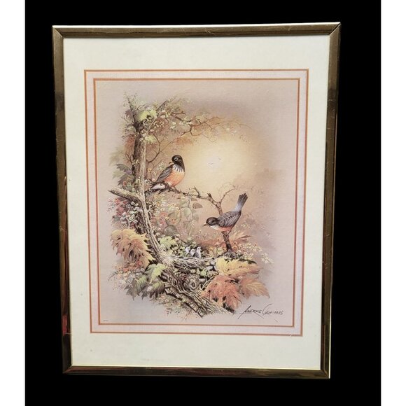 2 Vtg 1970s Andres Orpinas Framed Bird Prints 11" x 14" - Picture 4 of 7